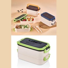 Jouis Beslenme Kutusu 1200 ml 2 Katlı Bölmeli Bpa'sız Pp Plastik Sefer Tası ve Beslenme Çantası - Lunch Box, Çatal Kaşık Dahil Okul Beslenme