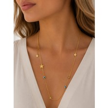 Poseidons Jewellery Yıldız ve Nazar Boncuklu Paslanmaz Çelik Kadın Kolye