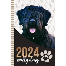 Mey İthalat 2024 Weekly Diary: 6x9 Dated Personal Organizer / Daily Scheduler With Checklist - To Do List - Note Section - Habit Tracker / Organizing Gift / Bouvier Des Flandres Dog - Paw Print Art Cover