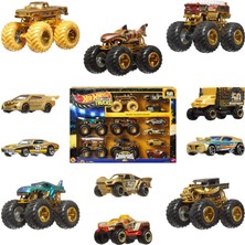 Mey İthalat Hot Wheels® Monster Trucks Bigfoot Trophy Şampiyonları Araba ve Kamyon Çoklu Arabalar, Metal Bigfoot, 5-Alarm, Bone Shaker, Mega-Wrex, Tiger Shark ve 6 Araba, JDW07