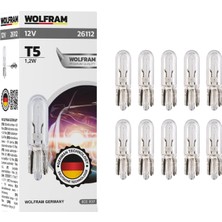 Mey İthalat Wolfram Ampul 12V 1,2 T5 Küçük Dipsiz Gösterge Ampulü 10 Adet