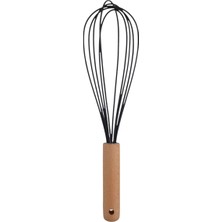 Ahşap Saplı Silikon Mutfak Hazırlık Çırpıcısı, Siyah, 27 Cm, 1 Adet