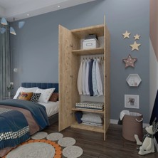 ED PET DİZAYN GLOBAL MARKETİNG 2 Kapaklı Elbise Dolabı - Genç Odası Dolabı Çam 80 cm