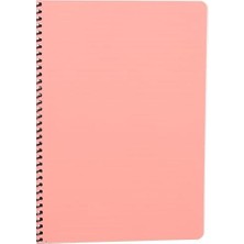 Infinity Pastel Serisi, A4, 6 Konulu (3 Kareli, 3 Çizgili) 180 Yaprak Pp Kapaklı Spiralli Defter, Pembe