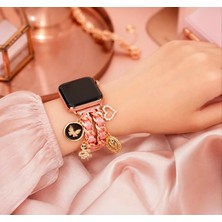 Kılıf Benim Apple Watch Kalp ve Anahtar Figürlü Kordon ,ayarlanabilir Metal Tasarım; Apple Watch 38/40/41/42/44/45/46/49MM ve Ultra/se/10-11 Serileri ile Uyumlu