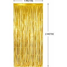 Ematcrt Mey Ithalat® Gold Metalize Parti Perdesi 100X200 cm – Kapı ve Arka Fon Perdesi
