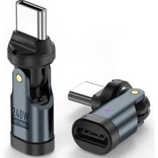 Canarino 0960 USB Type-C Otg Çevirici Adaptör 540° Döner PD240W 5A Şarj Veri Dönüştürücü 360 Derece Dönebilen Gövde ve 180 Derece Bükülebilen Başlık ile Kablo Kırılmalarına Son