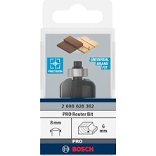 2 608 628 Aksesuarı 362 Oyuklu Freze Ç 8 Mm, R1 6 Mm, D 24,7 Mm, L13 Mm, G 53 mm