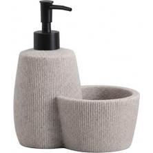 Polyresin Sıvı Sabunluk, Modern Çizgili, Krem Renk, Mat Doku, Sıvı Sabun, Pompalı, Kozmetik Şişesi, Doldurulabilir Sıvı Sabunluk, Banyo Mutfak Lavabo Otel Karavan Mien Aksesuarı