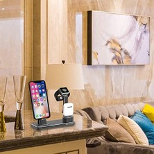 Canarino 3'ü 1 Arada iPhone & Apple Watch & Airpods Şarj Standı Uyumlu– Metal Çoklu Şarj Istasyonu, 20 w Adaptörlü Hızlı Şarj, 2 m Lightning/usb‑c Kablo, Masaüstü Telefon Standı Siyah