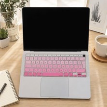 MacBook Air 13 Retina Türkçe Q Klavye Koruyucu Uk Ters L Enter | A1932 A2179 A2337 M1 Uyumlu | Silikon Keyboard Cover Touch Id Pembe