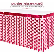 Ematcrt Mey Ithalat® Kalpli Metalize Masa Eteği Kırmızı 75X300 cm