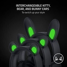 Razer Kraken Kitty V2 Pro - Değiştirilebilir Kulaklı Kablolu Rgb Kulaklık (Değiştirilebilir Kitty, Ayı ve Tavşan Kulakları; Reaktif Akış Aydınlatması) Siyah