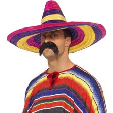 Sombrero Meksika Şapkası Renkli Örme Hasır Yetişkin Boy
