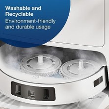 Ecovacs Yıkanabilir Paspas Pedleri 4 Adet Deebot X2 Omni/ T20 Omni/ T10 Omni/x1 Omni/x1 Turbo Serisi Robot Vakum ve Paspas Temizleyici, Gri