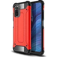 Xiaomi Redmi Note 10S ile Uyumlu Çift Katman Koruyucu Crash Military Tank Kılıf - Kırmızı