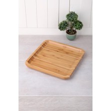 Bambu Lüx Kare Servis 20 * 20CM, Bambu Sunumluk & Çerezlik Kare Sunum Tabağı