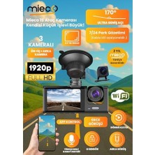 Mieco 1s WIFI/1920P FHD/170° Ultra Geniş Açı/gece Görüşü ve G-Sensörü/ 3 Kameralı Araç Kamerası (2025)