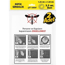 Çift Kanat Pratik Sineklik, 1,25  m x 1.5 m Tül, Kapı & Pencere Uyumlu, 5,5 M Yapıştırma Bantlı (2 Adet)