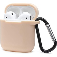 Bezos Airpods 2 (2.nesil) Sert Silikon Kılıf - Bej