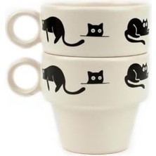 Kara Kedi 2'li Espresso Bardak Seti - Hediye Seramik Fincan