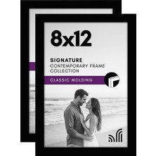 8X12 Siyah Resim Çerçevesi - Kırılmaz Camlı Kompozit Ahşap - Duvar ve Masa Üstü Için Yatay ve Dikey Biçimler (2'li Paket)