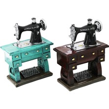 Dikiş Makinesi Tasarımlı Vintage Dekoratif Biblo - Tasarım Kumbara - Reçine Malzeme