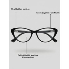 Bappir Frida Cat Eye 48 Ekartman TR90 Hammadde Metal Menteşe Mavi Işık Korumalı Gözlük