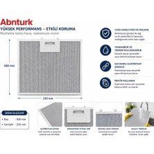 Abnturk 300X243MM Alüminyum Davlumbaz Aspiratör Filtresi 3 Katmanlı Tel Yağ Filtresi Tse Uygun