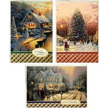 Thomas Kinkade Noel Kartı Çeşitleri, Karlı Sahneler (3 Tasarım, Zarflı 24 Kart)