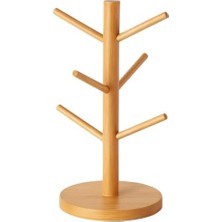 Ahşap Bambu Kupa Bardak Askısı 6'lı Stand Doğal Mutfak Tezgahı Için Kupa Standı Bardak Tutucu Modern Dekoratif Dayanıklı Kolay Kurulumlu Organizer (Yuvarlak)