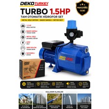 Deko Turkey 1.5 Hp Tam Otomatik Hidrofor Set Metal Dişli Bakır Sargılı Jet Su Pompası | 220V Basınçlı Su Motoru
