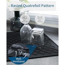 Aputue Bulaşık Yıkama Matı, 40X30 cm Silikon Mutfak Paspası, Kolay Temizlenen Bulaşık Kurutma Matı, Isıya Dayanıklı Sıcak Tencere Altlığı, Tezgah Veya Lavabo Için, Buzdolabı ve Çekmece Astarı (Siyah)