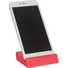 2k Cep Telefonu Stand, Deri Kaplı, Kırmızı