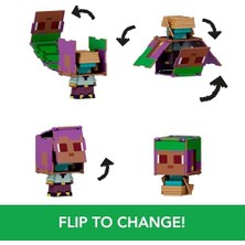 Minecraft Dönüşen Figürler 2'li Paket, Dinamik Oyun Için 2'si 1 Arada, 9 Cm, Büyük Kafalı 2 Aksiyon Figürü, Efe/sailboat ve /treasure Chest, JCY31