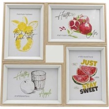 4'lü Modern Duvar Çerçeve Seti – 28.8 cm x 28.8 Cm, 10X15 cm Fotoğraf Uyumlu, Dekoratif Şık Tasarım (Bej)