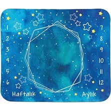 Hediyesepeti Mavi Uzay Macerası Baby Shower Hediyesi Fotoğraf Çekim Battaniyesi 100X120 cm