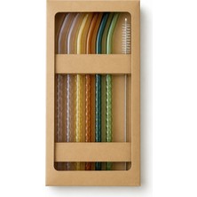 Atiye Studio Cam Pipet 6'lı Set Dalgalı Desenli Renkli Fırçalı Kraft Kutulu Yıkanabilir