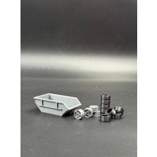 3D Atelier 1:64 Ölçek Garaj Organizatör Seti - Depolama Kutusu ve 9 Parça Jant/lastik