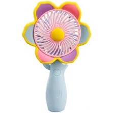 Mini El Fanı USB Şarjlı Type-C Bağlantılı 3 Kademeli Taşınabilir Elektrikli Fan Masaüstü ve El Tipi Kullanım Renk Serinletici Fan Mavi Pembe Sarı Çiçek