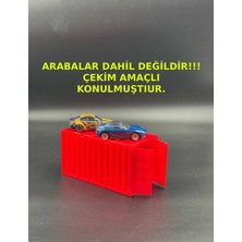 3D Atelier 1/64 Ölçekli Diecast Model Araç Sergileme Konteyneri - Diorama Garajı Kırmızı