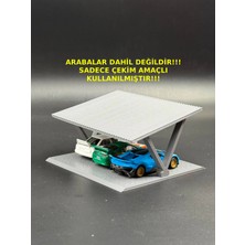 3D Atelier 1:64 Ölçek Parke Taş Zeminli Diorama Standı - 3 Araçlık Otopark/garaj