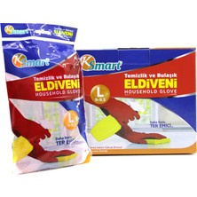 L Beden Temizlik ve Bulaşık Eldiveni - Doğal Pamuk Astarlı - Plastik