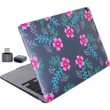 MacBook Air 13.6 Inç Çiçek Desenli Kılıf A2681 A3113 A3240 A3449 M2 M3 M4 M5 Uyumlu Kristal Parlak Sert Kapak Hard Case Pembe Mavi