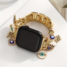 Kılıf Benim Apple Watch Kalp ve Anahtar Figürlü Kordon ,ayarlanabilir Metal Tasarım; Apple Watch 38/40/41/42/44/45/46/49MM ve Ultra/se/10-11 Serileri ile Uyumlu