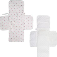 Çanta Boy Alt Değiştirme Bakım Seti, Sıvı Geçirmez, Leke Tutmaz, Puantiyeli, Pembe, 70X35CM