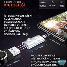 Lightning To Otg Adapter Lightning iPhone iPad Dişi USB Dönüştürücü Adaptör Gri