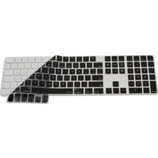 Apple Magic Keyboard 3 A2520 Numeric Klavye Koruyucu – Us Ansı Yatay Enter Uyumlu Ultra Ince Silikon Kaplama Şeffaf ve Baskılı Seçenekler Keyboard Protector Siyah
