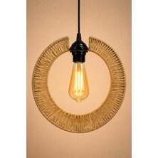 Naturel Dekor Doğal Krem Hilal Jüt Avize 31 cm - Bohem, Iskandinav, Modern, Rattan, Aydınlatma