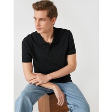 Koton Slim Fit Desenli Polo Yaka Tişört